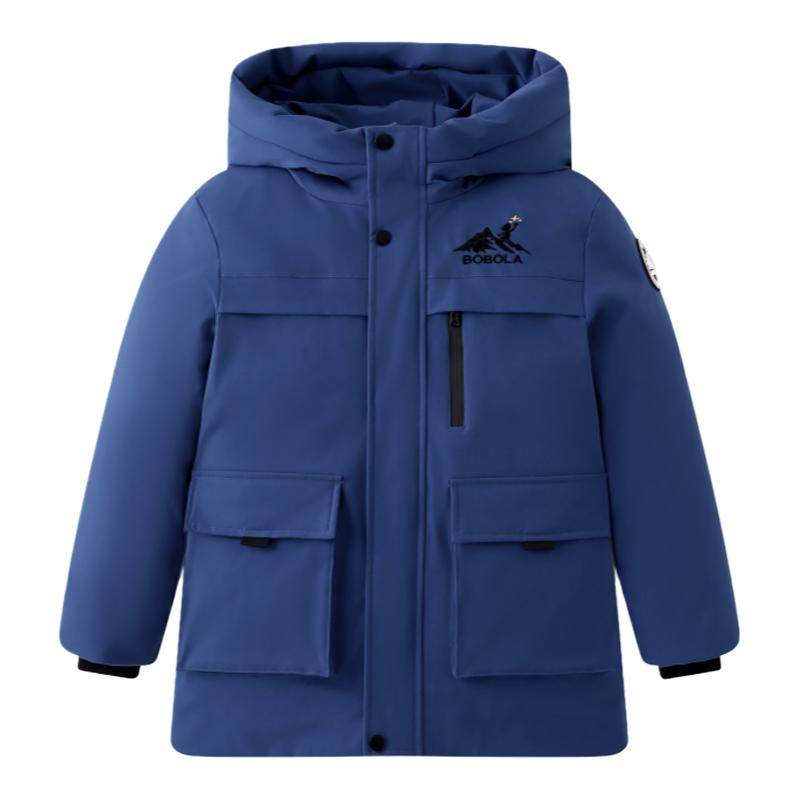 波波拉极寒儿童羽绒服男童小学生中大童中长款加厚工装羽绒服外套