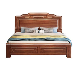 金花梨木实木床1.5米中式1.8古典雕花榫卯菠萝格红木主卧双人大床