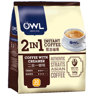 owl猫头鹰咖啡马来西亚进口二合一速溶无添加蔗糖特浓咖啡粉30条