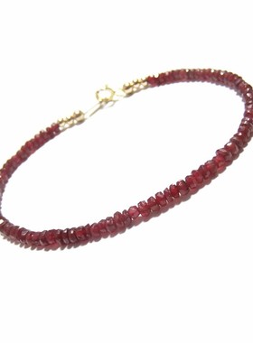 天然红宝石手链细女本命年