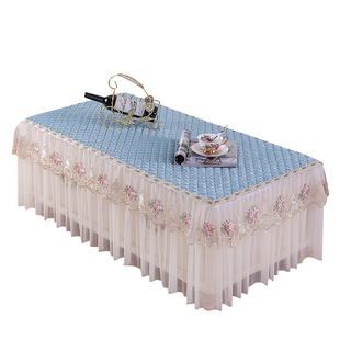 防滑茶几桌布套罩全包简约现代蕾丝客厅盖布垫长方形茶机桌罩台布