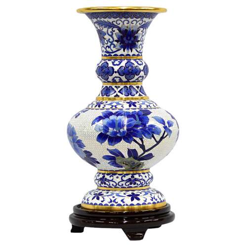 北京景泰蓝花瓶12寸花菇瓶铜胎掐丝珐琅 立体摆件特色礼品纪念品