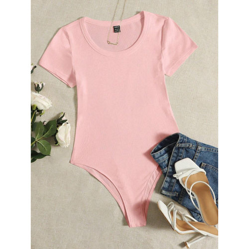 S 16095 Slim Short Sleeve Bodysuit 修身短袖连体衣跨境速