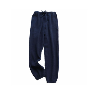 春夏薄款纯棉双层纱布睡裤女家居裤长裤绉布睡裤男裤日系情侣纯色