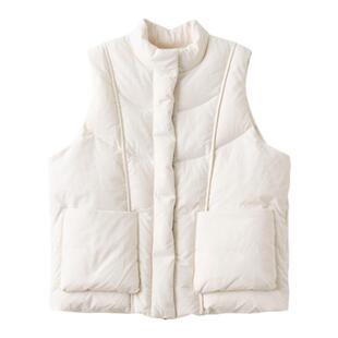 梭家|米糖|匈牙利95白鹅绒白色羊毛棉羽绒马甲秋冬短款百搭外套