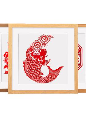 实木手工剪纸相框新年福字展示框
