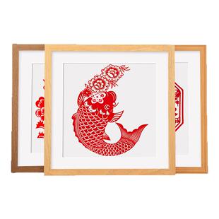 实木手工剪纸相框挂墙新年窗花春节福字装裱画框空框艺术刻纸展示