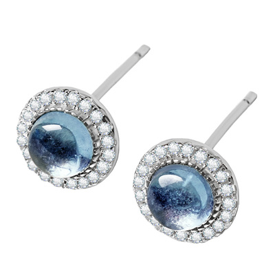 宫里上新天然宝石级海蓝宝耳钉