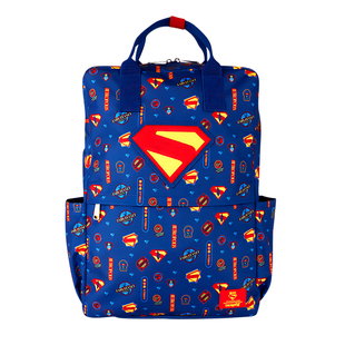 Loungefly超人Superman正版周边书包全印花双肩包男大背包帆布包