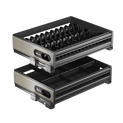 双层太空铝拉篮收纳柜