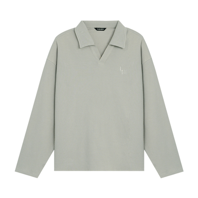 鹿家门宽松大码运动海鸥领POLO衫男秋季健身T恤长袖翻领休闲上衣