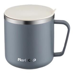 马克杯不锈钢防摔带盖学生宿舍刻度牛奶杯男女家用水杯办公咖啡杯
