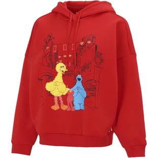 adidas阿迪达斯红色卫衣女装新年款本命年运动服休闲针织套头衫