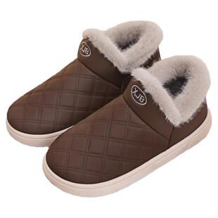 老人棉鞋家居鞋室内棉拖鞋女冬季加绒居家防滑保暖厚底外穿毛拖鞋