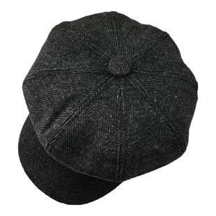 韩版秋冬贝雷帽复古英伦百搭条纹鸭舌八角帽男女日系画家帽子潮