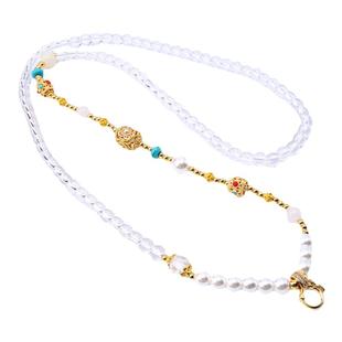 泰国佛牌链唐卡吊坠快拆扣白水晶珍珠贝圆珠链