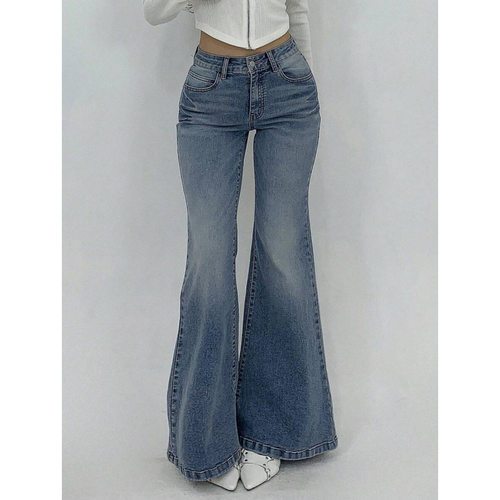 F 25204 Vintage washed low rise flared jeans 复古水洗低腰微