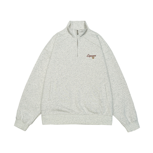 GOGOSOON笑脸印花半拉链立领卫衣男2026新款春秋宽松套头运动潮牌