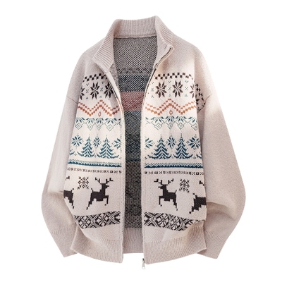 提花肌理民族风费尔岛毛衣