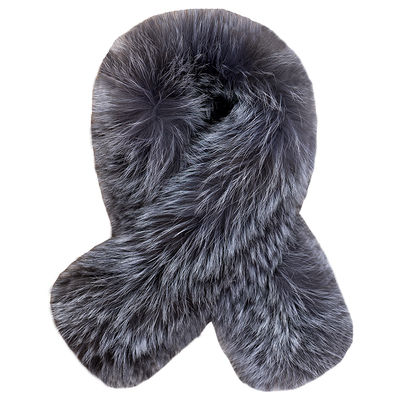 黎宿编织银狐真毛皮草领子围巾