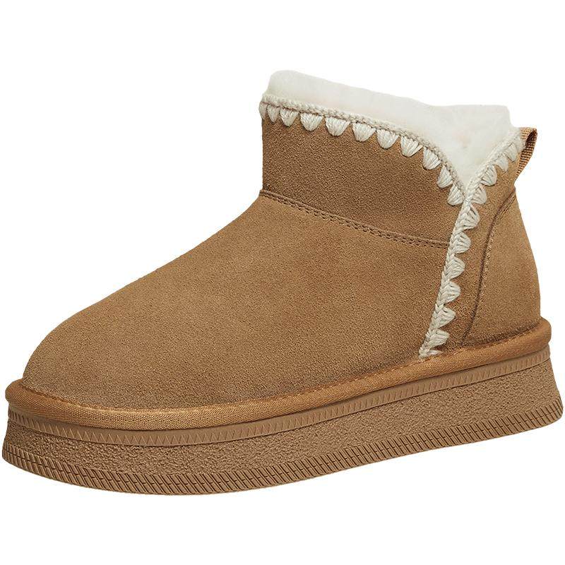 【小雪团】百思图25冬新款加绒勃肯鞋雪地靴毛毛鞋保暖女棉鞋短靴