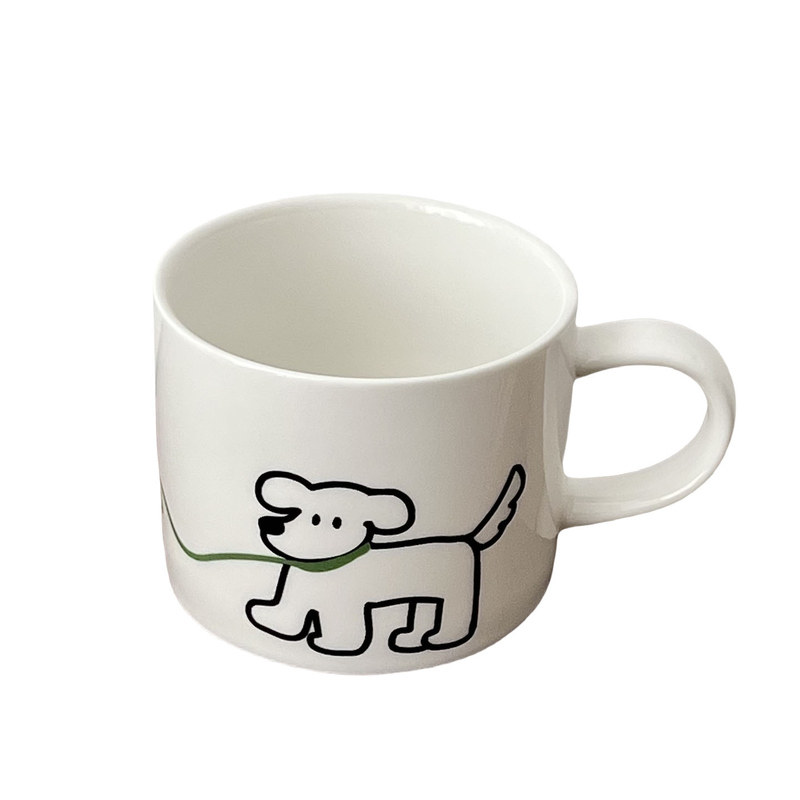 可爱卡通高颜值牵绳小狗小猫杯子