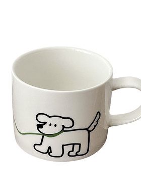 可爱卡通高颜值牵绳小狗小猫杯子