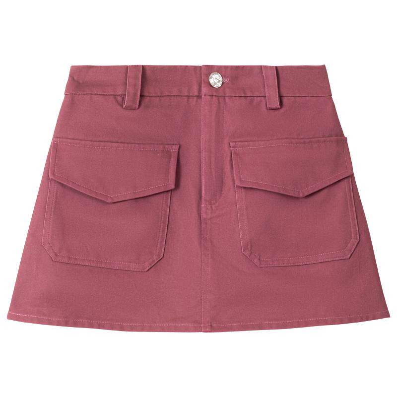 KEIKO 辣妹美式玫粉色工装半身裙25秋季复古高腰显瘦A字包臀短裙