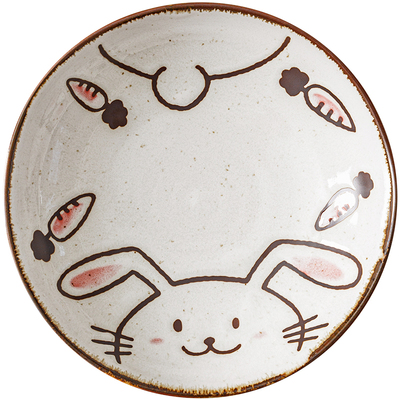 日本进口可爱卡通兔子釉下彩餐具