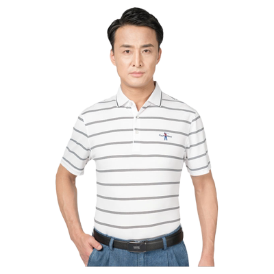 嘉意翻领短袖条纹polo衫宽松舒适