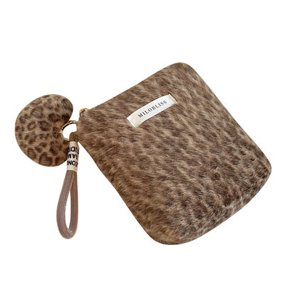 ins蓝色豹纹卫生巾收纳包大容量姨妈巾月事包学生便携小型杂物包