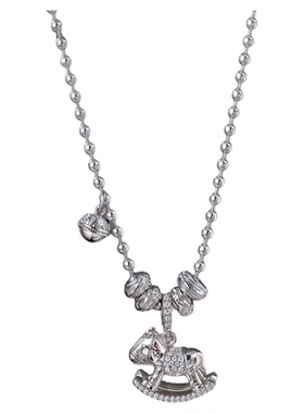 复古银色小马吊坠项链女大气高档