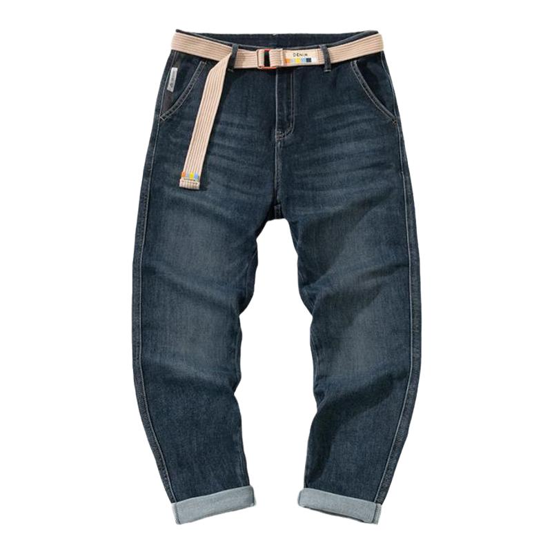 新疆棉美式直筒牛仔裤男士秋冬新款复古宽松大码百搭休闲锥形长裤