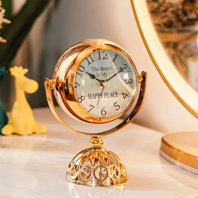 复古做旧轻奢客厅装饰钟表 创意摆件台钟小座钟卧室书房 静音时钟