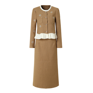 海青蓝 秋冬套装女装2025年新款高级设计感女装半身裙两件套