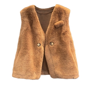 AMR UU◆保暖又时髦 搭配神器环保毛毛绒马甲皮草厚外套女秋冬新