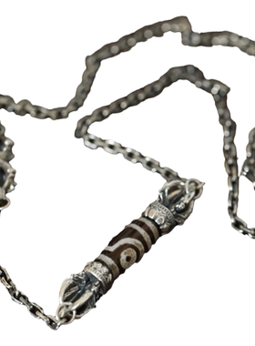 925纯银复古民族风玛瑙金刚杵项链女新中式国风百搭个性锁骨链