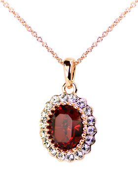 彩色甜美韩国吊坠蓝红绿水晶项链