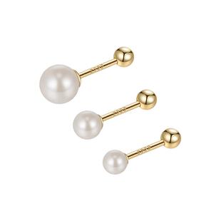 999纯银小珍珠耳钉女螺丝拧扣养耳洞耳骨钉小巧睡觉免摘耳环耳饰