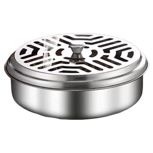 蚊香炉带盖家用接灰盘防火创意檀香炉盒不锈钢蚊香盒加高加厚