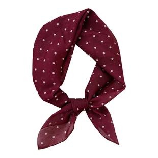 丝巾小方巾女复古高级感安可拉红波点护颈领巾 搭西装ins头巾发带