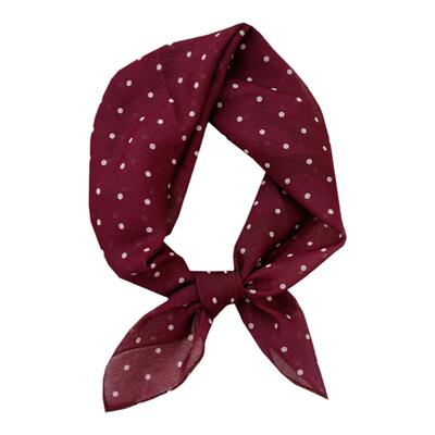 丝巾小方巾女复古高级感安可拉红波点护颈领巾 搭西装ins头巾发带