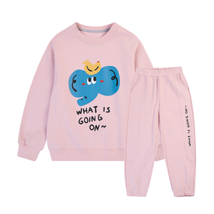 EBAER童装儿童抑菌印花卫衣套装2026春新款男女童运动休闲两件套