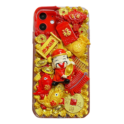财神爷奶油手机壳适用iPhone17Pro Max/16/15/14/13华为mate70/60p70prop600荣耀300vivox200小米15reno13