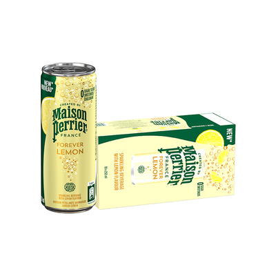 Perrier巴黎水法国原装进口柠檬味天然含气气泡矿泉水250ml*10罐