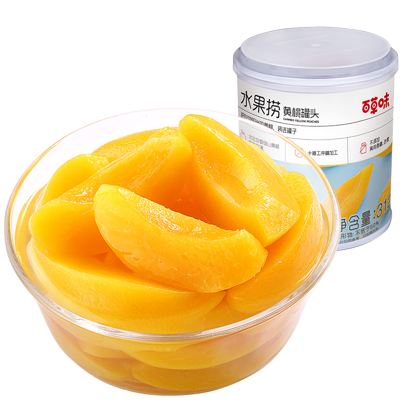 【59元任选10件】百草味黄桃罐头312g即食水果罐头糖水零食