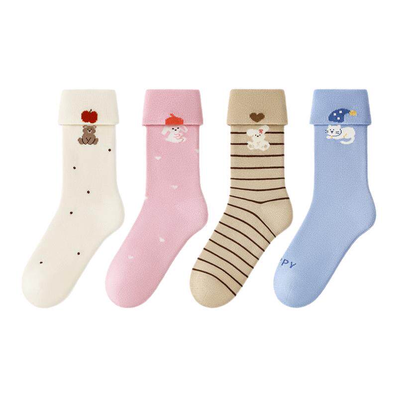 尼多熊x纳柚儿童袜子特价清仓中大童袜抗菌中筒袜无骨男女童袜套
