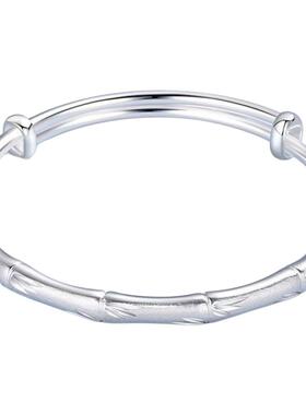 中国珠宝足银999竹节银手镯女