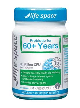 life Space60+中老年人益生菌胶囊调理肠胃老人益生元40粒/60粒