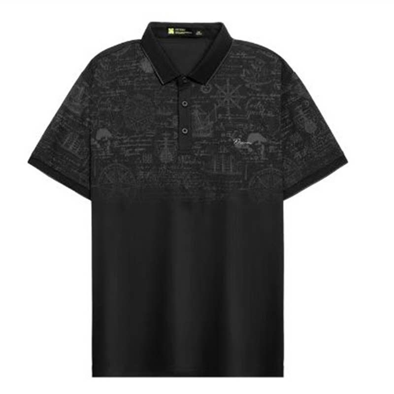 HX狐轩男装夏季新品翻领短袖印花t恤夏装年轻潮流时尚休闲polo衫